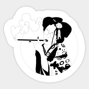 Smoking Geisha Sticker